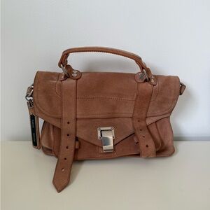 Proenza Schouler tiny PS1 flap bag brown suede